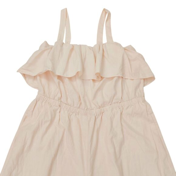 Madewell Jumpsuit Womens XL Light Peach Apron Ruffle Linen Blend Sleeveless - Picture 2 of 12